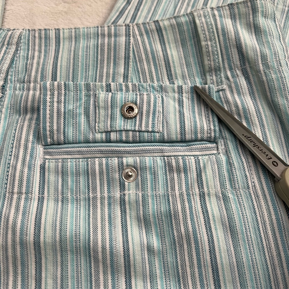 Liz Claiborne Michaela Blue Pinstripe 100% Cotton Capri Pants, Size 12 - Picture 15 of 16